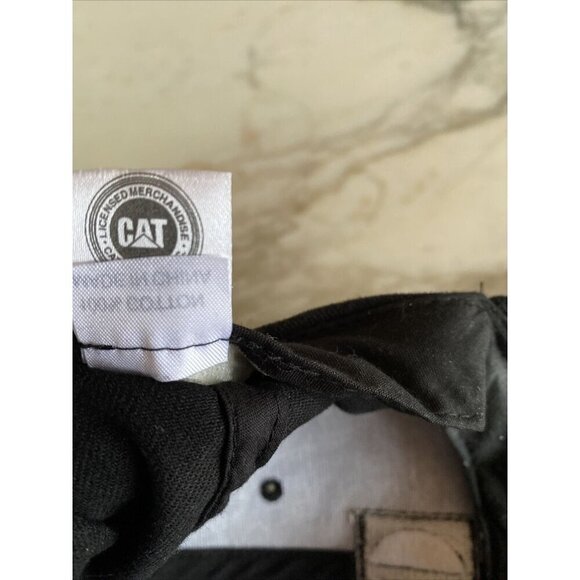 CAT Caterpillar Graphic Logo Black Baseball Hat Cap Yellow Trim Adjustable - Picture 8 of 9